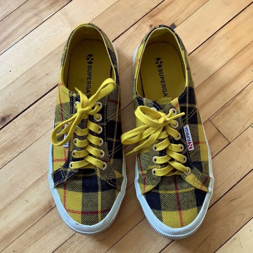 Superga Yellow Tartan Plaid Sneakers Size 40 US9